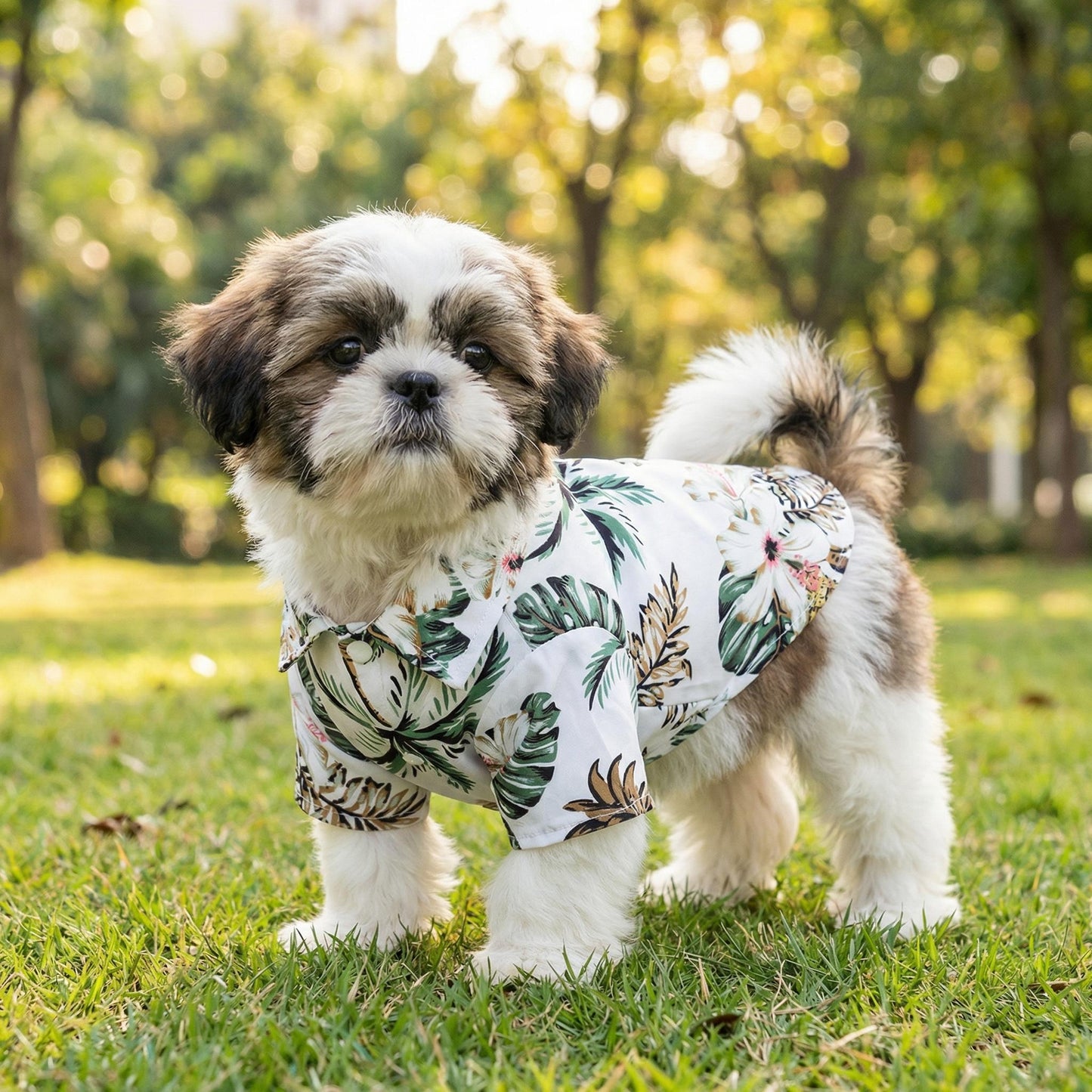 T-shirt Hawaïen Personnalisé pour Animaux avec Patch en Cuir et Nom | inCloth57