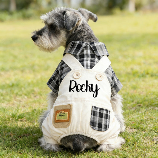 Personalisierte Haustier-Latzhose mit stylischem Karomuster für Haustiere | inCloth53
