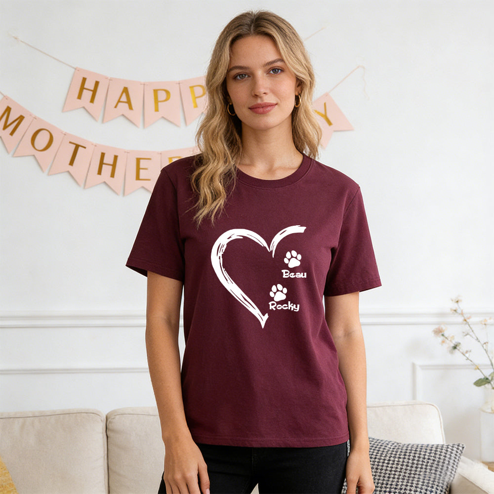Personalisiertes Muttertag Haustier Mama Herz T-Shirt | inCloth58