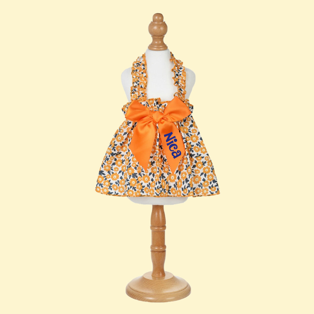 Personalisiertes Blumenkleid mit Schleife für Haustiere | inCloth12