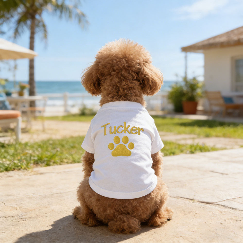 Personalisiertes besticktes Haustier-Sommer-T-Shirt mit Namen | inCloth75