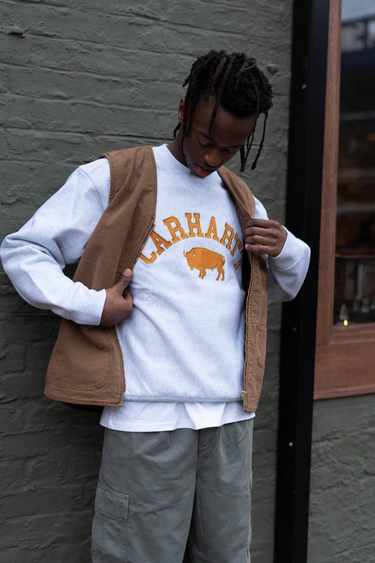 Sweat-shirt Locker - Gris cendré/Marron