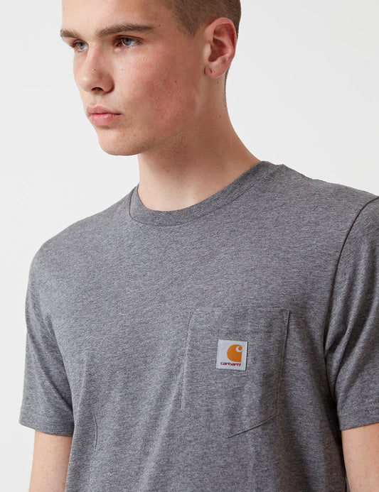 T-shirt à poche - Gris foncé chiné