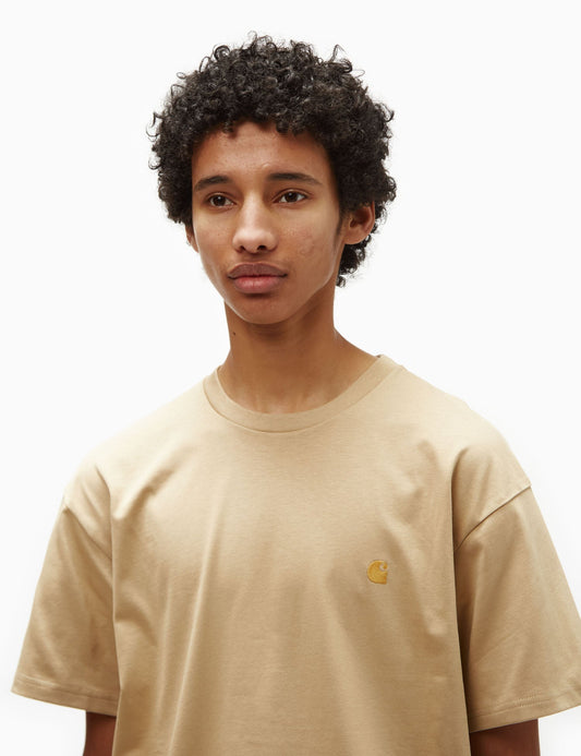 Chase T-Shirt (Loose) - Sandfarbenes Khaki/Gold