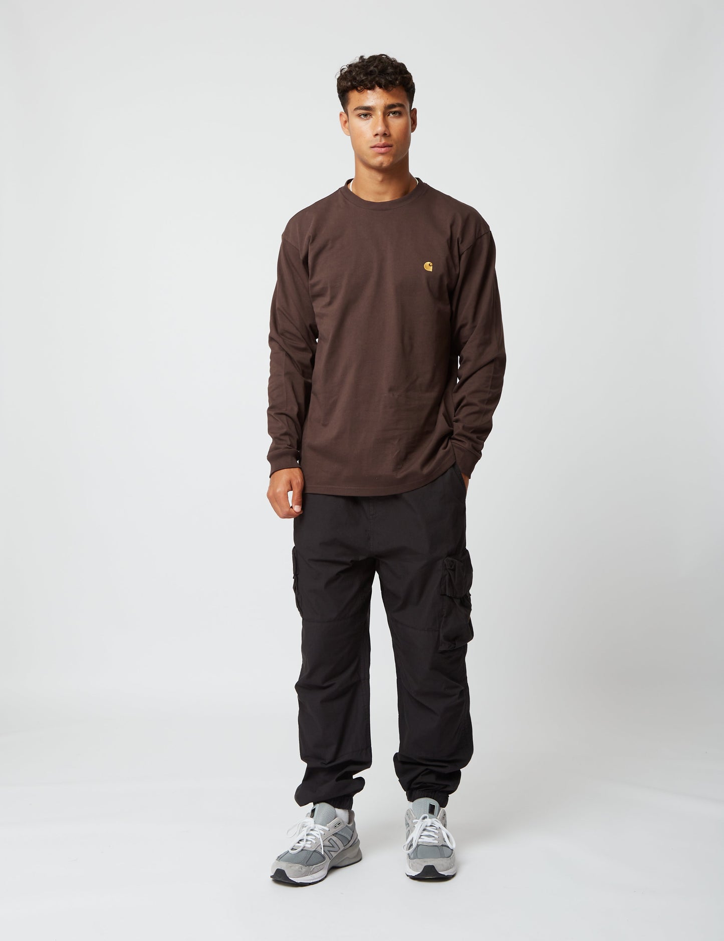 Chase Langarm-T-Shirt - Dunkelumberbraun