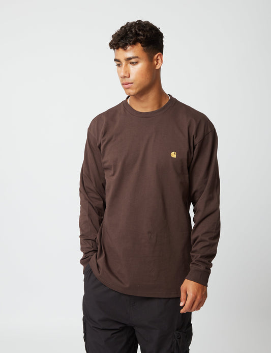 Chase Langarm-T-Shirt - Dunkelumberbraun