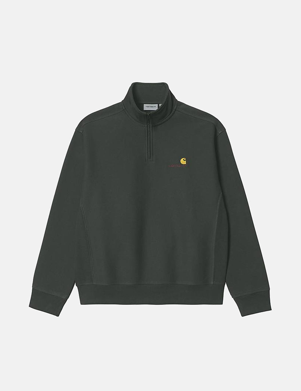 Sweat-shirt American Script demi-zip - Vert cèdre foncé