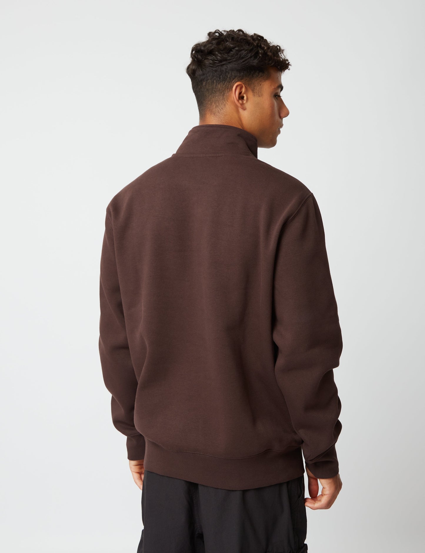 Chase Neck Zip Sweatshirt – Dunkles Umbra-Braun