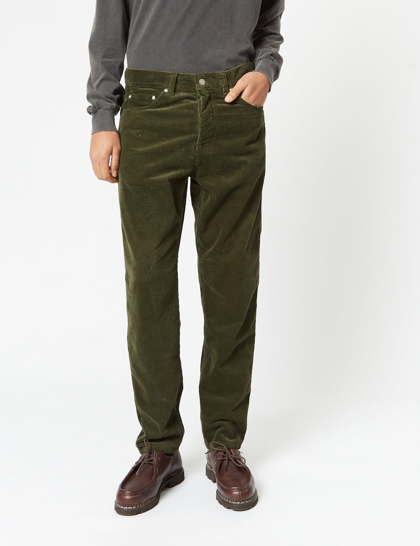 Pantalon Newel en velours côtelé (coupe décontractée) - Vert Végétal