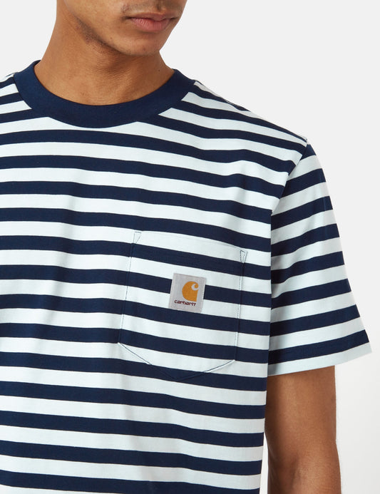 T-shirt Scotty à poche rayée (coupe classique) - Bleu Atome/Bleu Icare