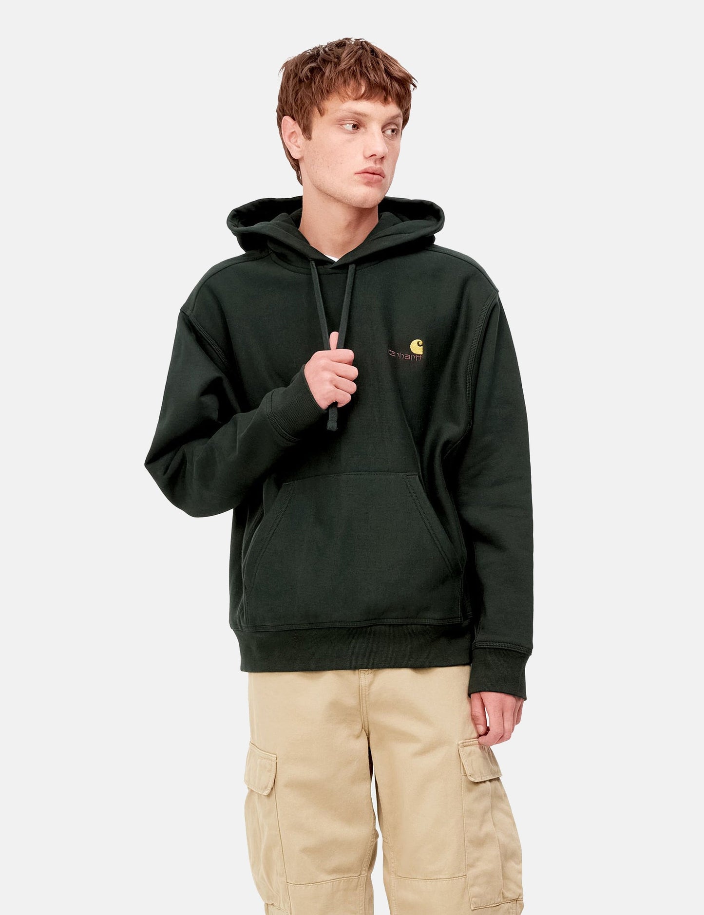 Sweat à capuche American Script – Vert cèdre foncé
