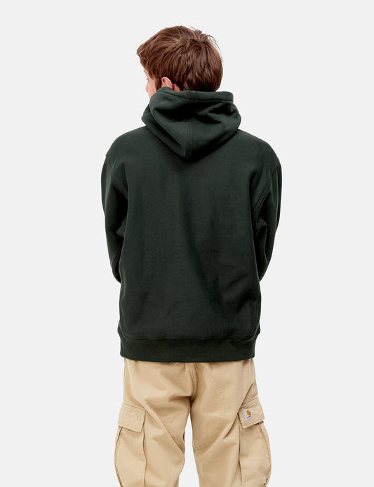 Kapuzenpullover mit American Script - Dunkles Zedernholzgrün
