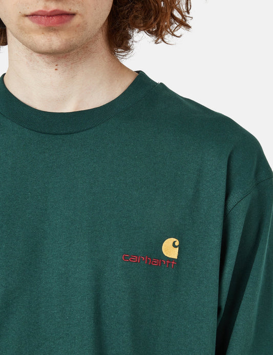 American Script Langarm-T-Shirt (Bio) - Botanic Green