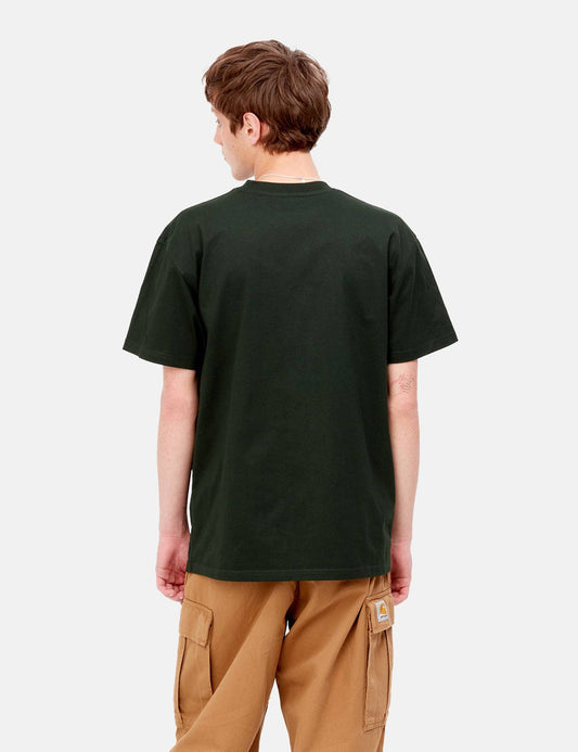 American Script T-Shirt - Dunkles Zedernholzgrün