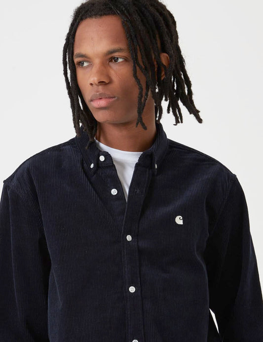 Chemise Madison en velours côtelé - Bleu marine foncé/Cire
