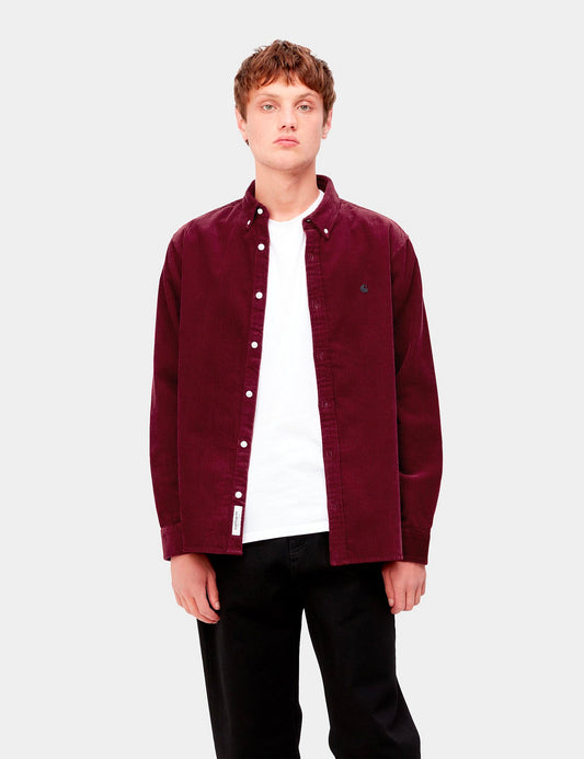 Chemise Madison en velours côtelé - Bourgogne/Noir Corvina