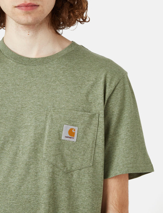 T-shirt à poche (régulier) - Vert yucca chiné