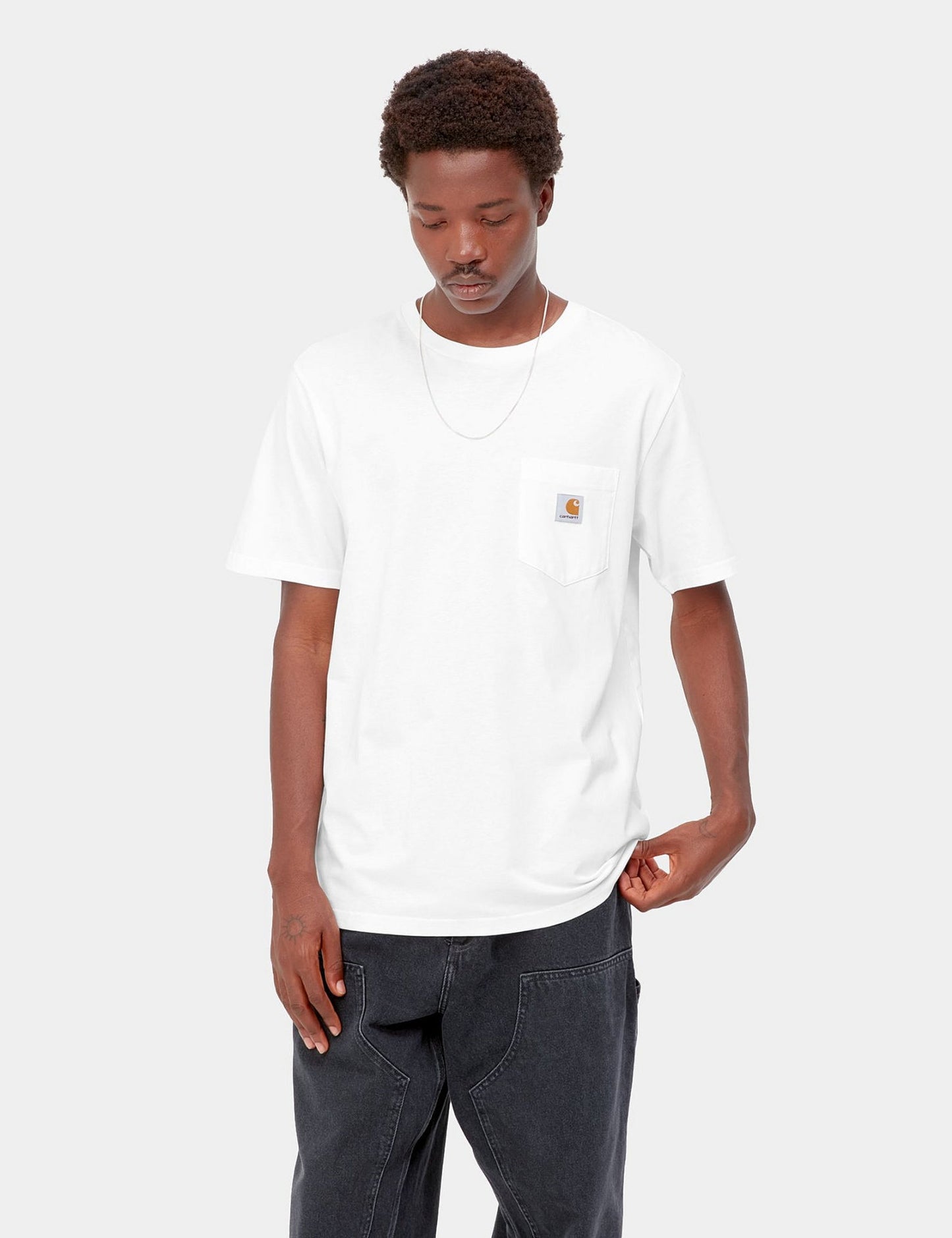 T-Shirt mit Brusttasche - Dunkelgrau meliert