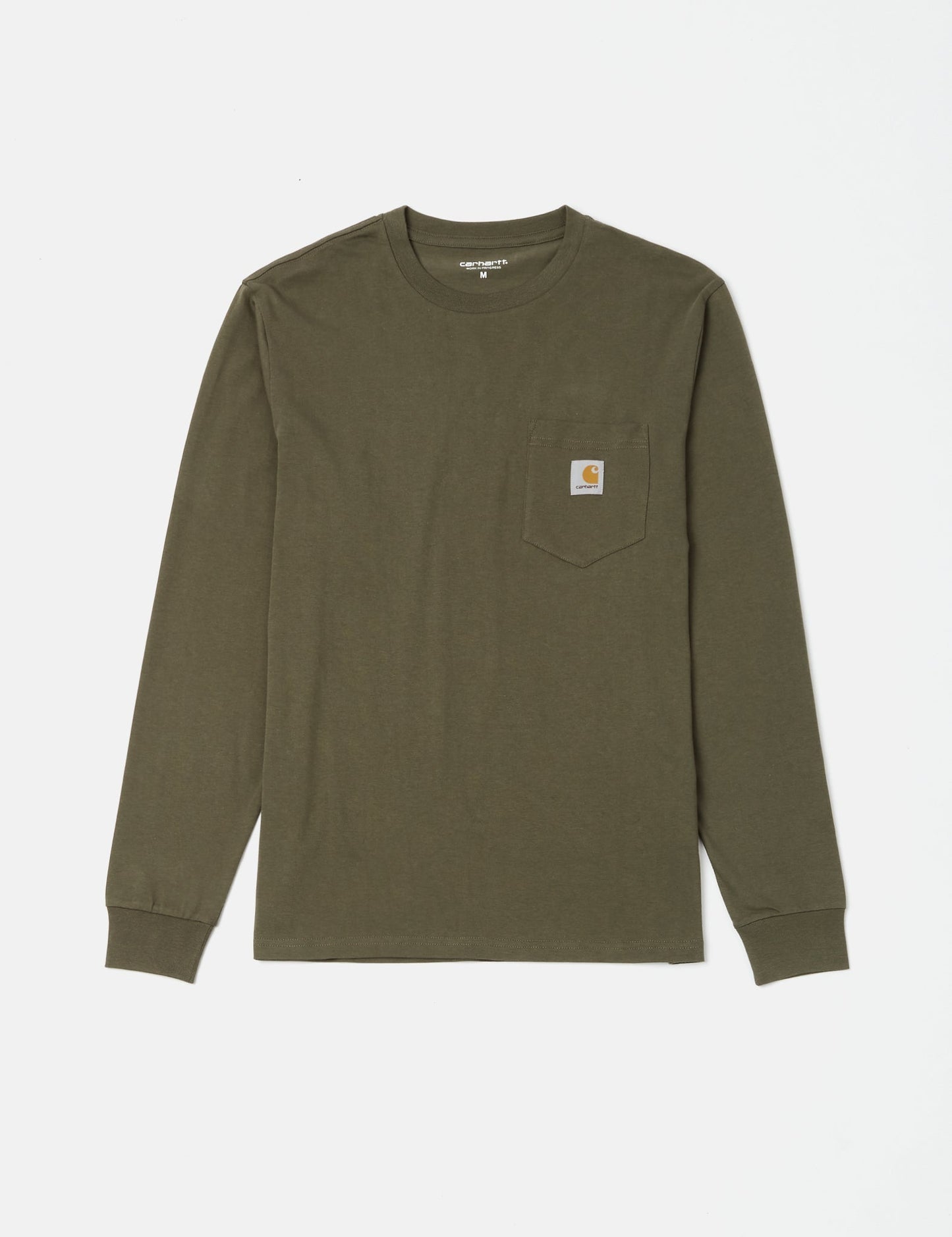 Langärmeliges T-Shirt mit Tasche – Seegrasgrün