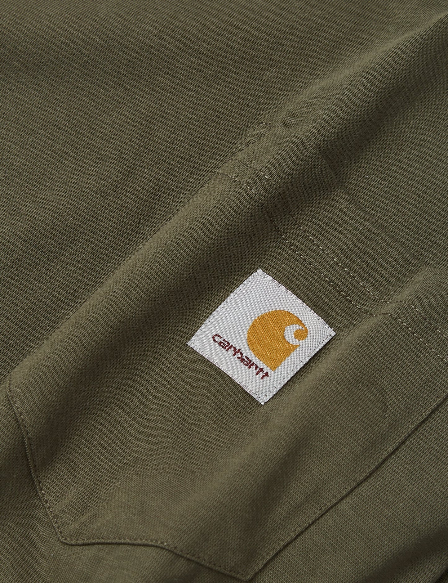 Langärmeliges T-Shirt mit Tasche – Seegrasgrün