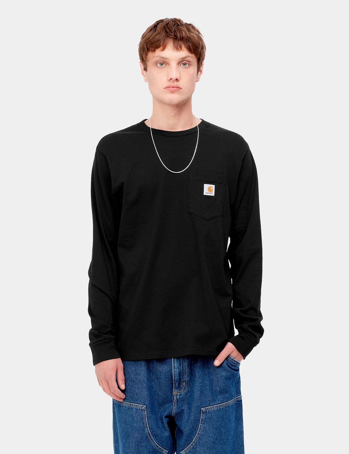 Taschen Langarm T-Shirt - Schwarz