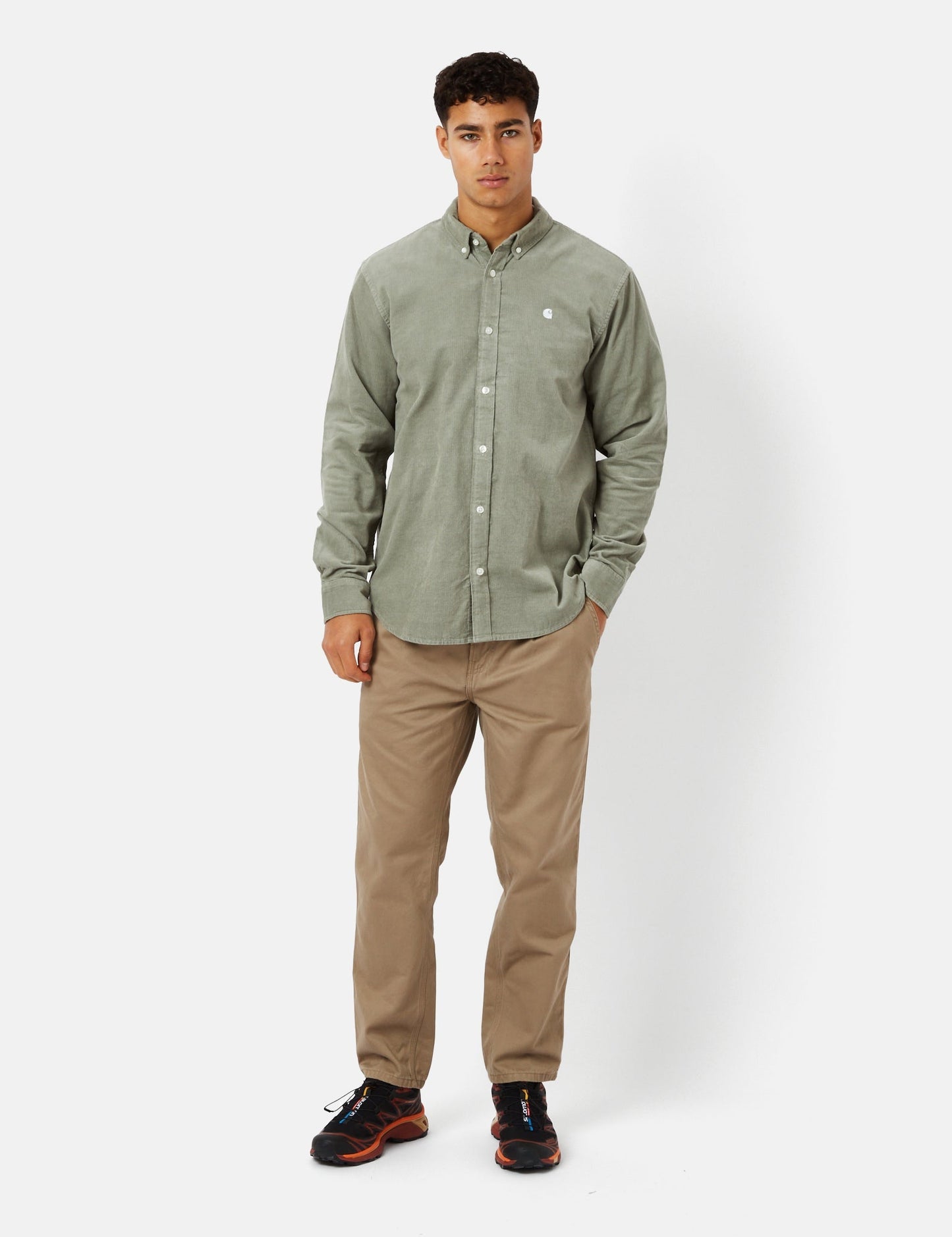 Chemise Madison (Fine Corde) - Vert Yucca/Blanc