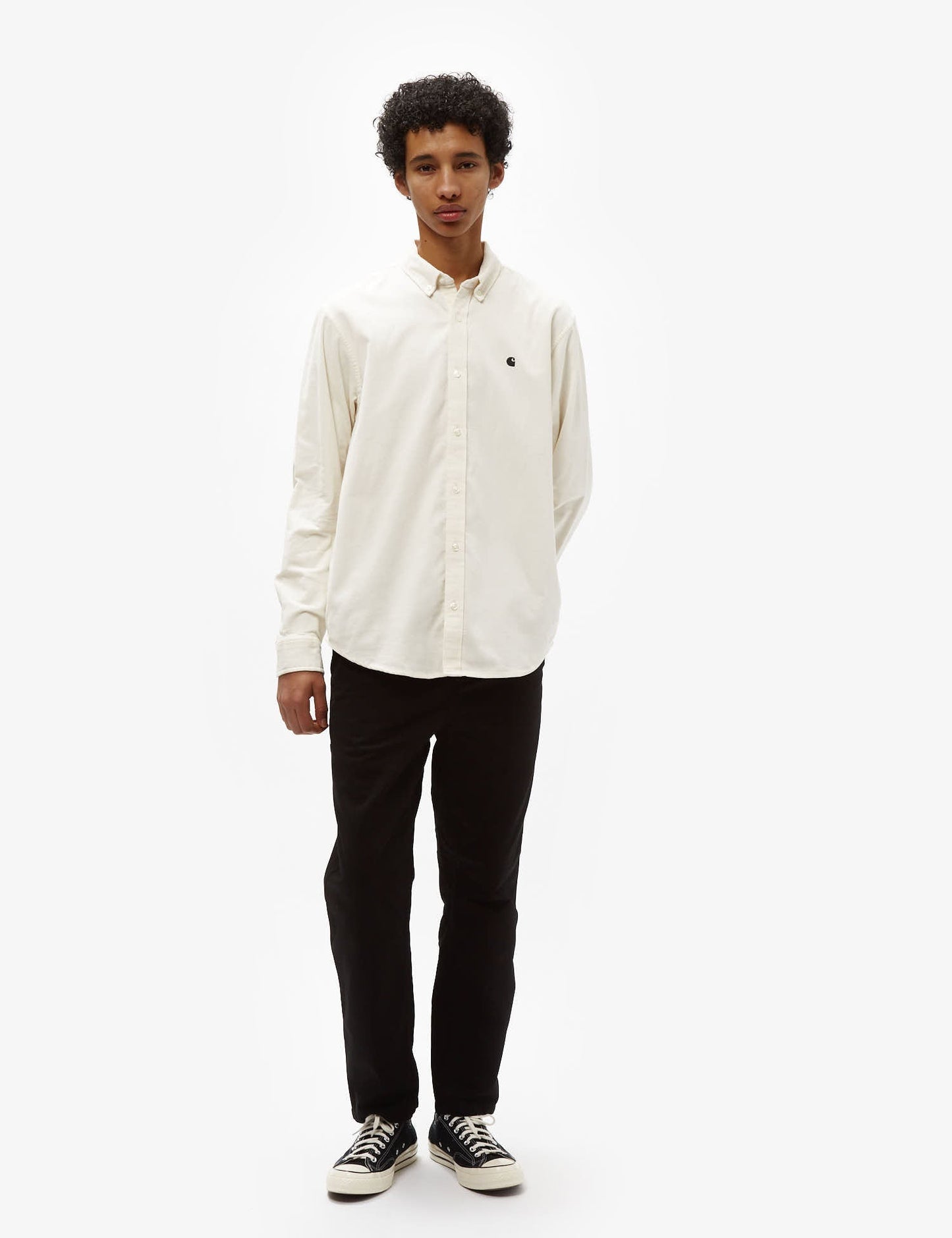 Madison Feincordsamt-Hemd (Regular Fit) – Wachs/Schwarz