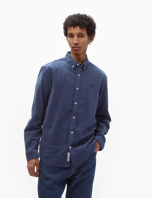 Chemise en velours côtelé Madison - Bleu Hudson