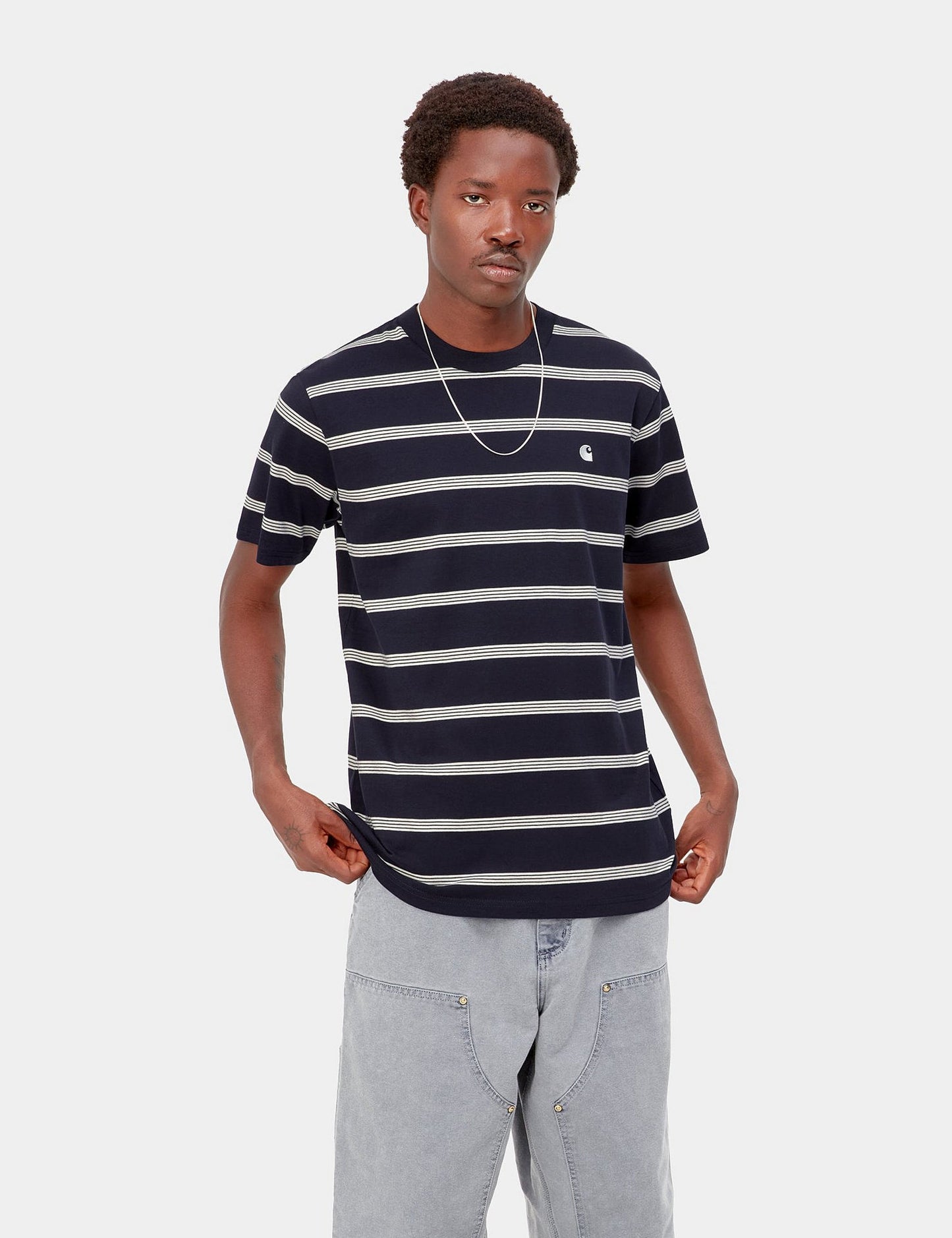 Glover Streifen-T-Shirt – Dunkelblau/Wachs/Wachs