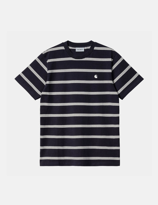 T-shirt rayé Glover - Bleu marine foncé/Wax/Wax