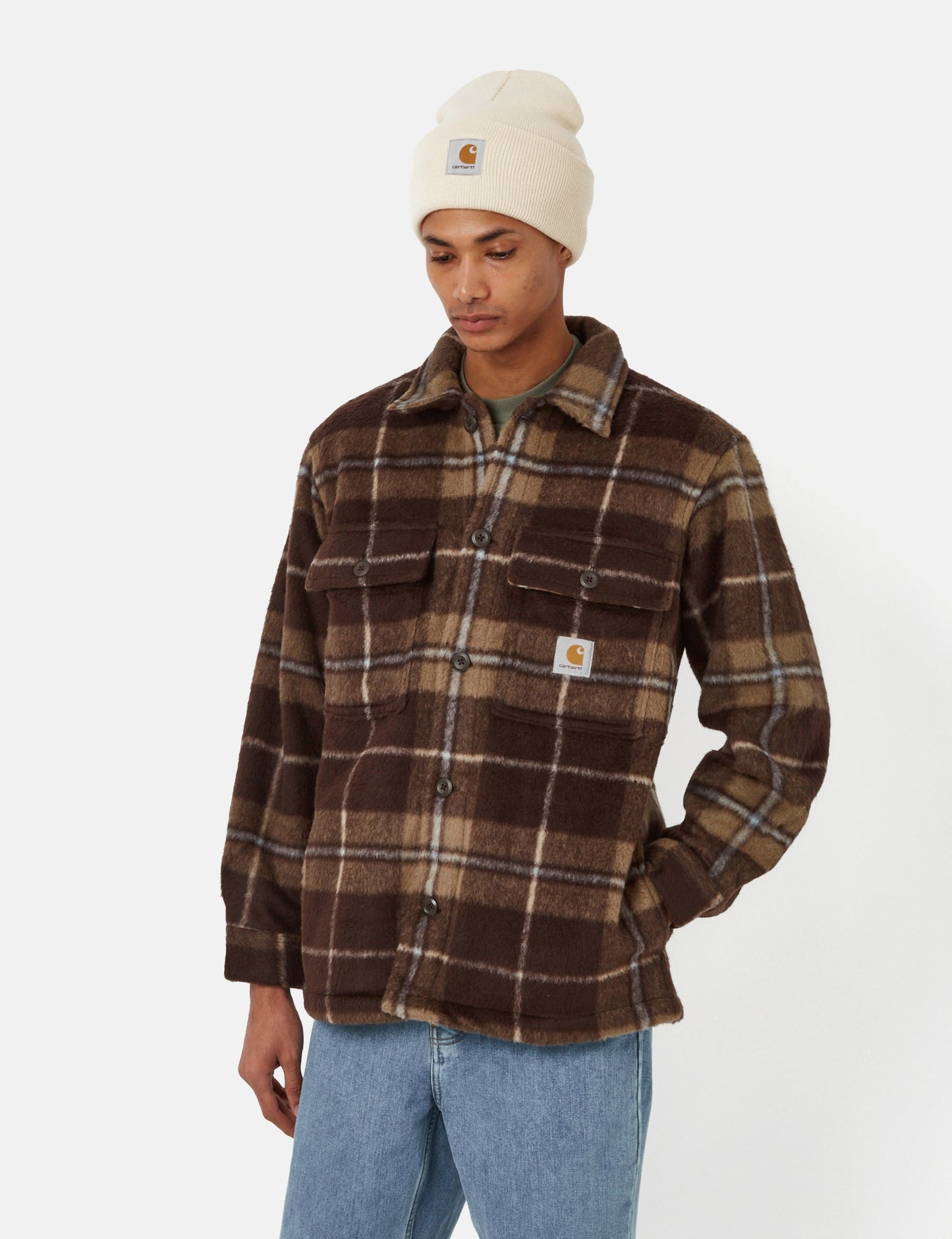 Manning Check Overshirt – Dunkles Umbra-Braun/Leder