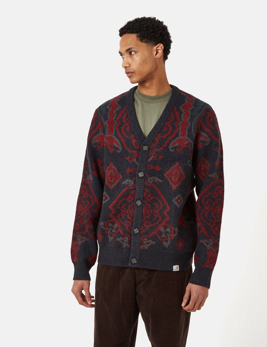 Cardigan Verse (jacquard Verse) - Bleu marine foncé