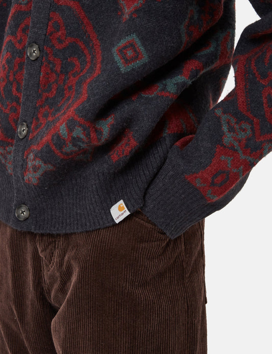 Cardigan Verse (jacquard Verse) - Bleu marine foncé
