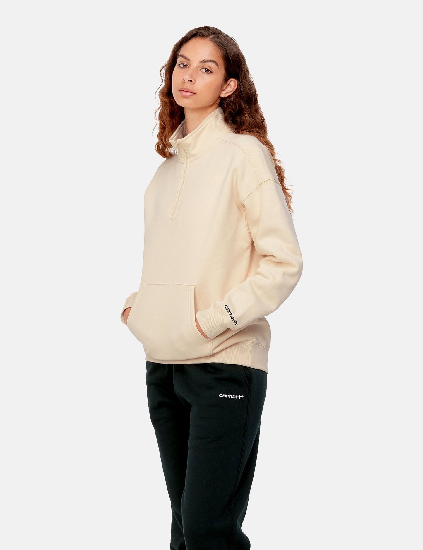 Damen Ontario Highneck Sweatshirt – Calico Beige/Schwarz