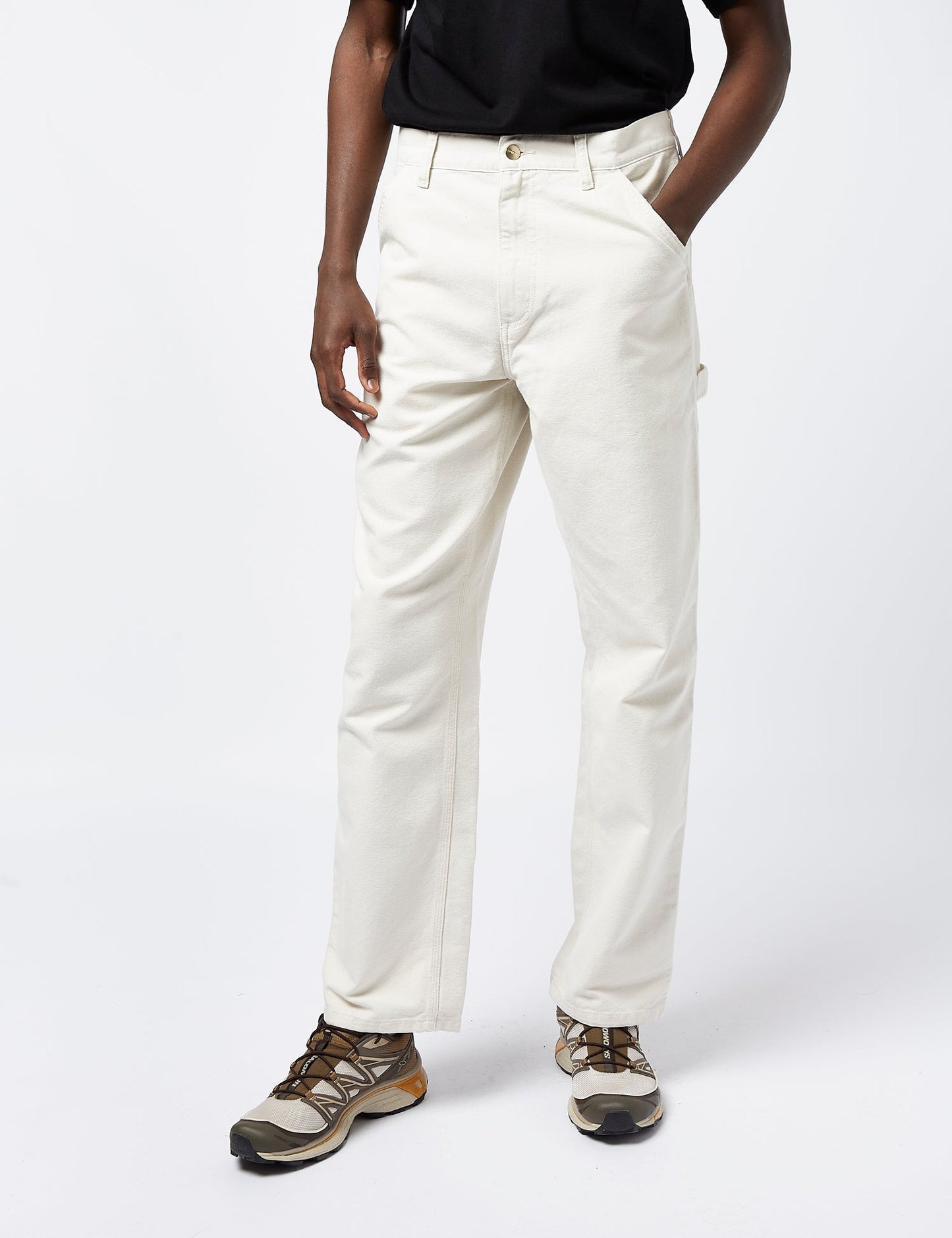 Pantalon à genouillère simple (biologique) - Blanc sel