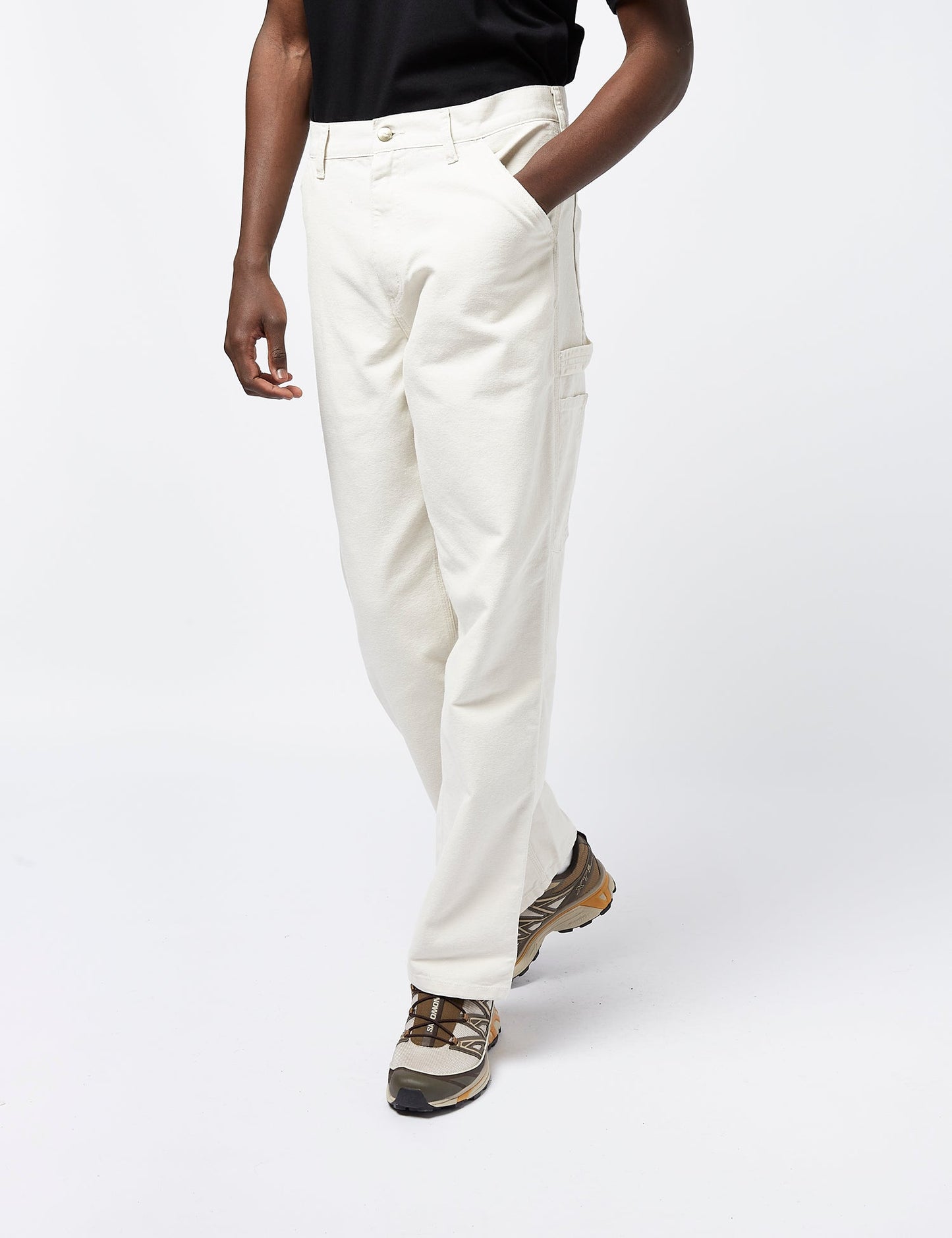 Pantalon à genouillère simple (biologique) - Blanc sel
