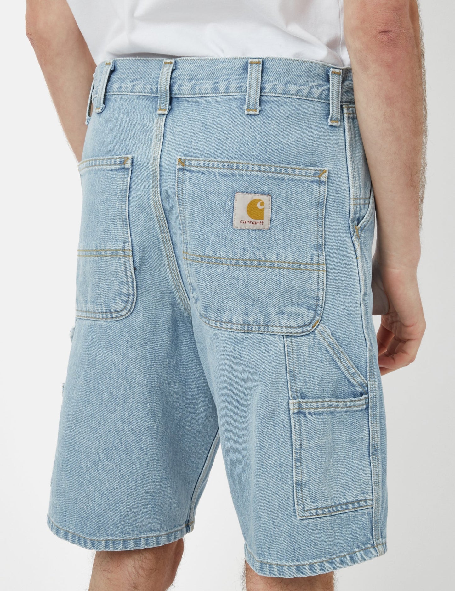 Single Knee Shorts (Bio-Baumwolle) – Blue Heavy Stone Bleached