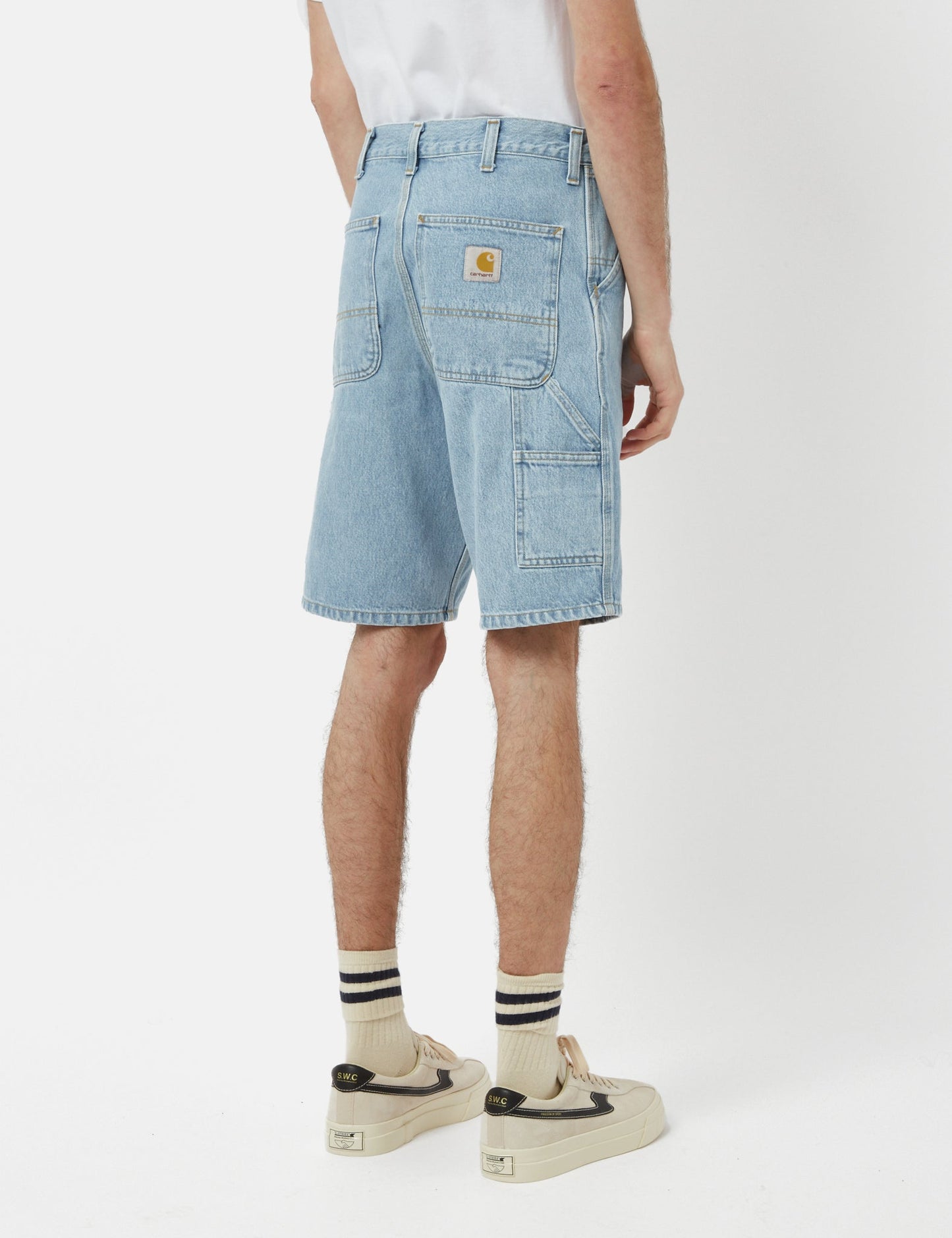 Single Knee Shorts (Bio-Baumwolle) – Blue Heavy Stone Bleached