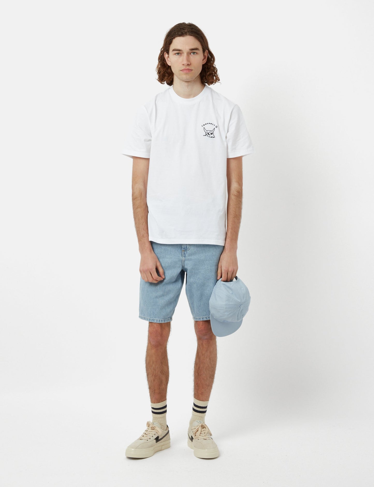 Single Knee Shorts (Bio-Baumwolle) – Blue Heavy Stone Bleached