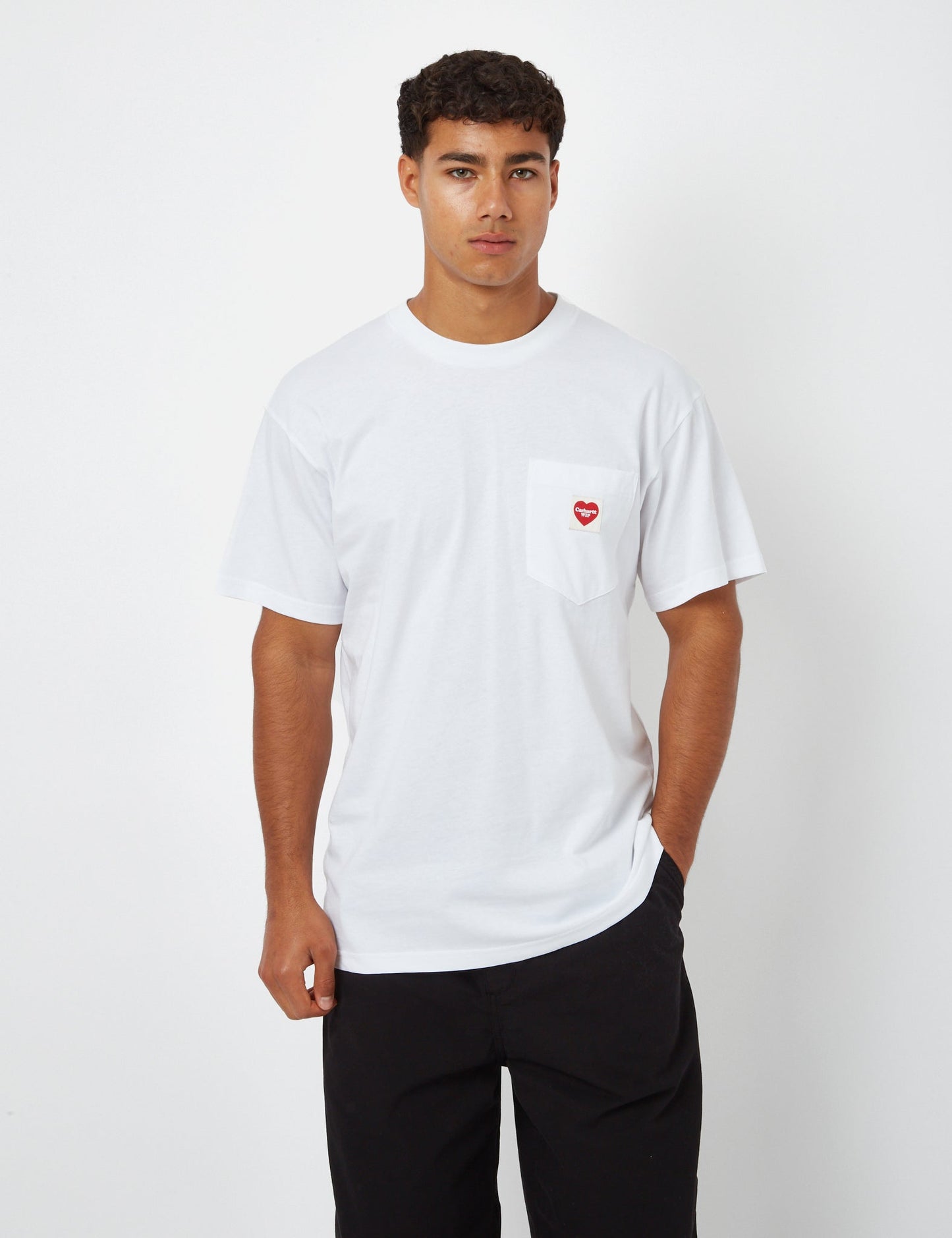 T-shirt Cœur de poche (ample) - Blanc