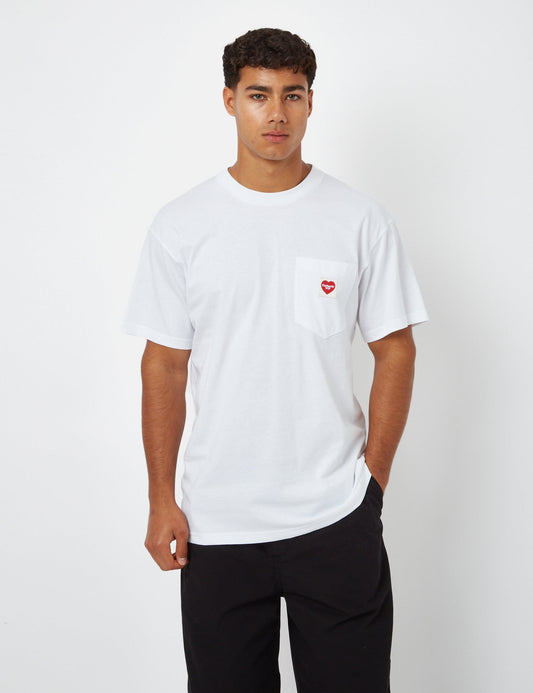 T-shirt Cœur de poche (ample) - Blanc