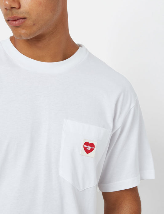T-shirt Cœur de poche (ample) - Blanc