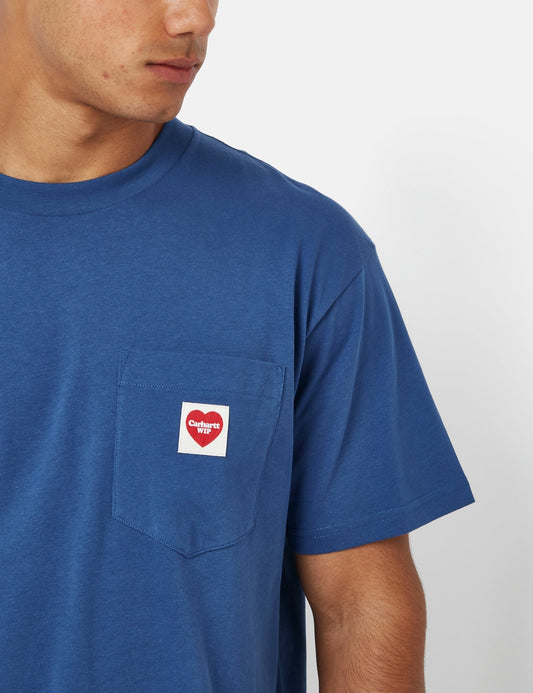 T-shirt Pocket Heart (ample) - bleu Liberty