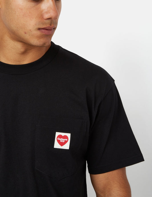 T-shirt Pocket Heart (ample) - Noir
