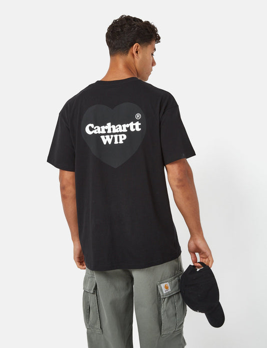 T-Shirt „Doppeltes Herz“ (Bio) – Schwarz
