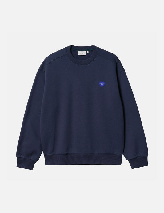 Sweat-shirt Cœur Brodée - Bleu