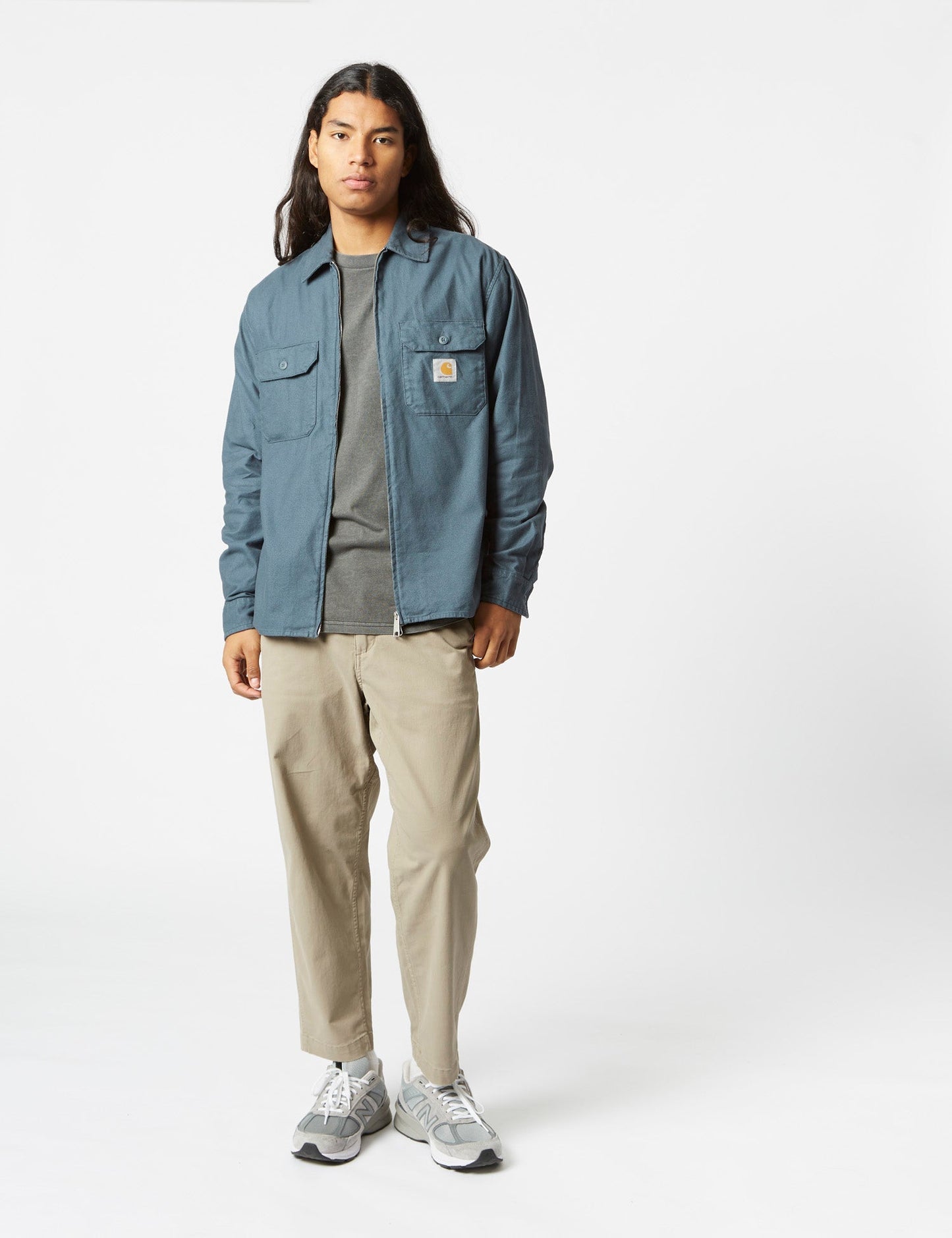 Veste chemise zippée Milford (ample) - Bleu minerai