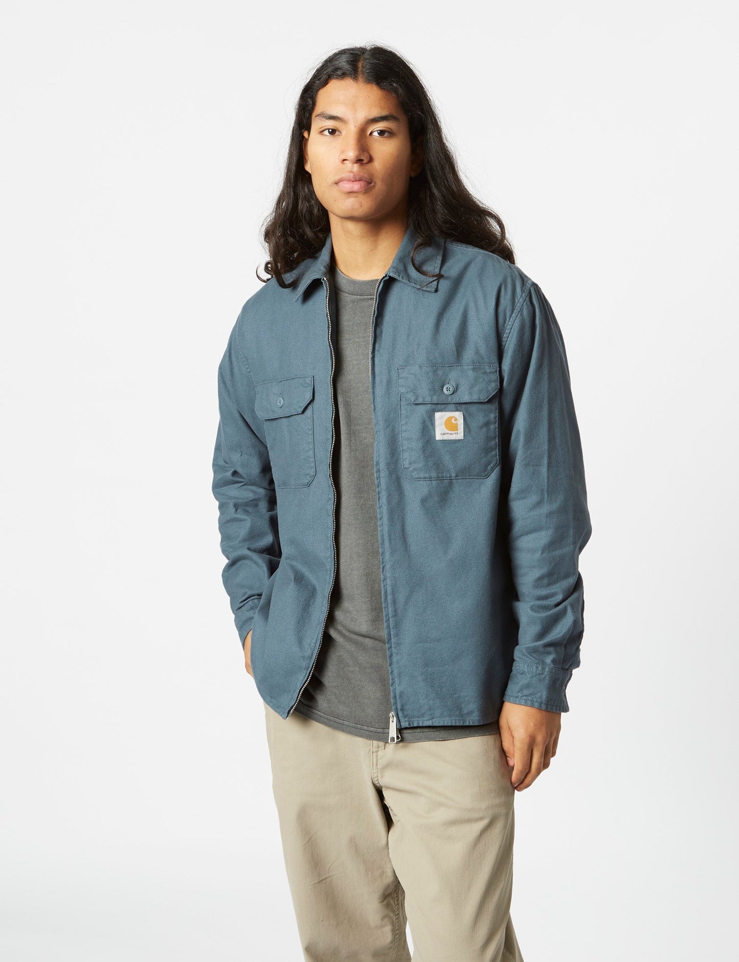 Veste chemise zippée Milford (ample) - Bleu minerai