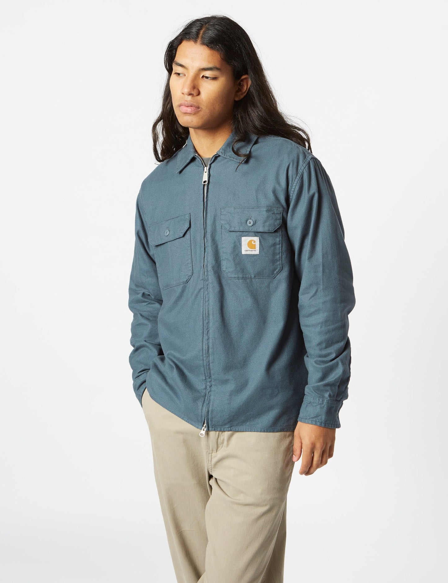 Veste chemise zippée Milford (ample) - Bleu minerai
