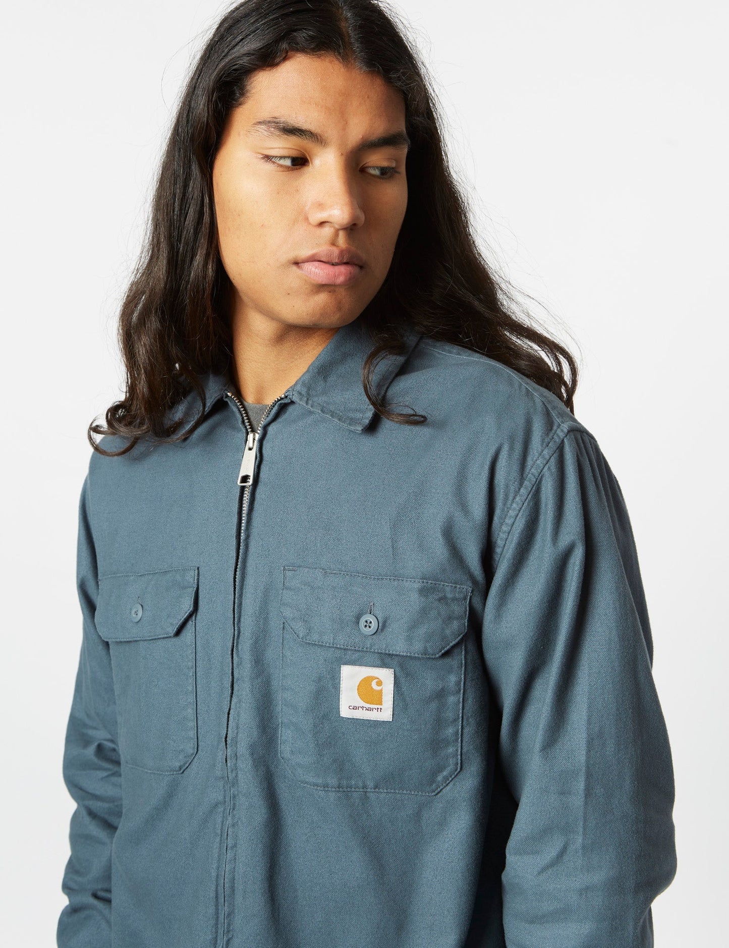 Veste chemise zippée Milford (ample) - Bleu minerai
